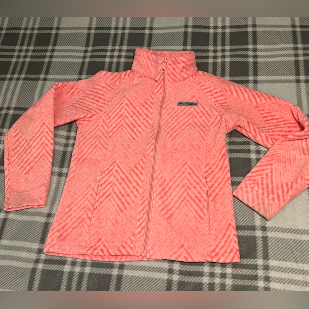 Columbia Coral Chevron Fleece Jacket Girls Medium - Picture 3 of 13